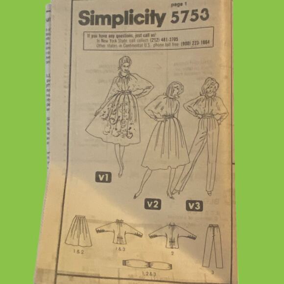 Simplicity 5733 Pattern Pant Skirt Top Cummerbund Miss 12 Uncut Vintage Knit - Picture 2 of 7
